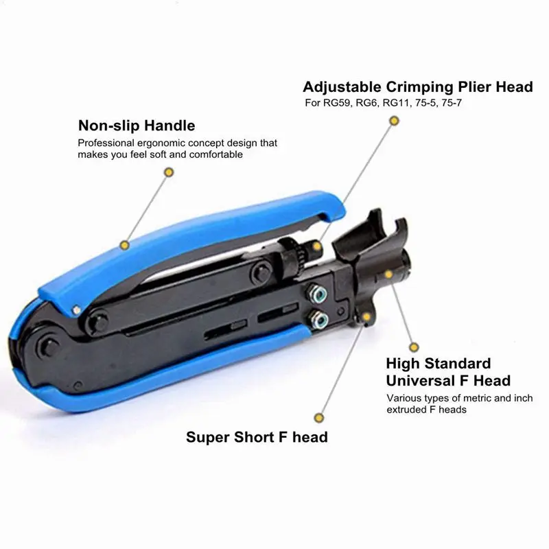 Горячие концентрический обжимной инструмент коаксиальный кабель комплект для обжима Регулируемый RG6 RG59 RG11 75-5 75-7 инструмент для зачистки коаксиального кабеля с 20 шт F Co