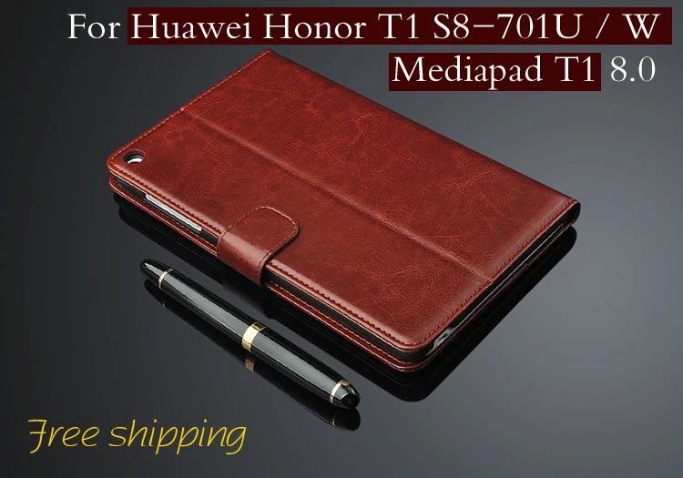 

High quality leather cover for Huawei Honor S8-701U / W case Ultra Slim Stand Function flip shell huawei Mediapad T1 8.0 holster