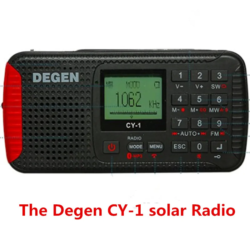 

DEGEN CY-1 Dynamo Solar Emergency Radio FM /MW/ SW Alarm Clock Shortwave Portable LCD/SOS/Bluetooth/ MP3/Recorder DE13 Upgrade