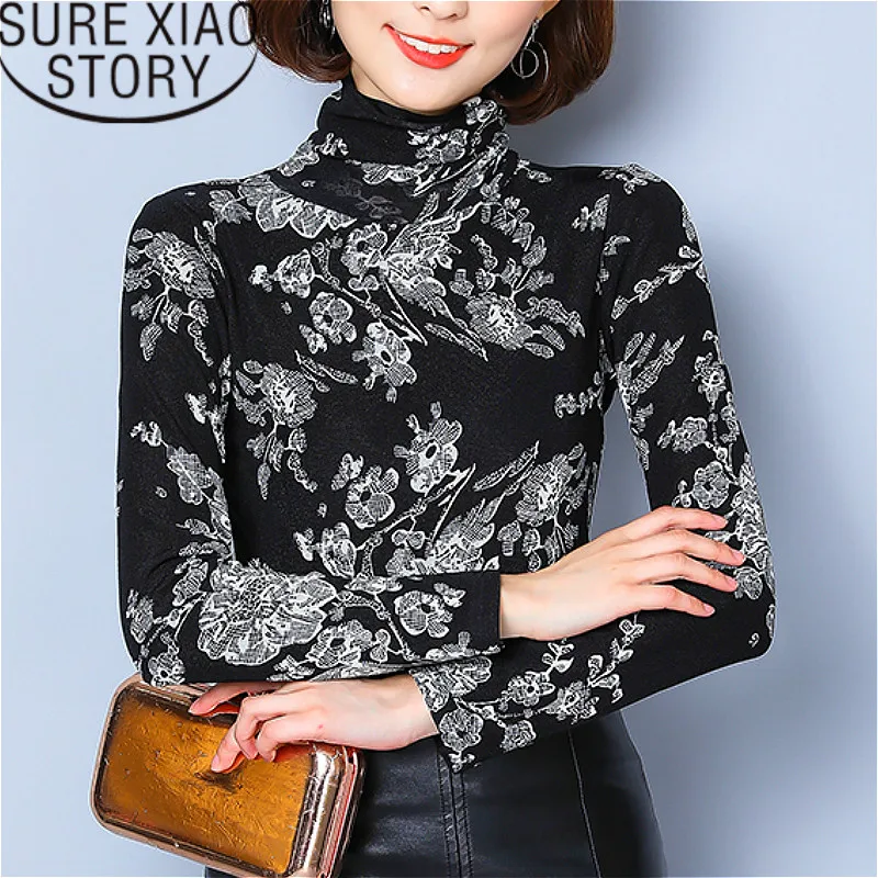 Для женщин s Топы и блузки рубашки Blusas Mujer De Moda 2021 с высоким плотно облегающим шею