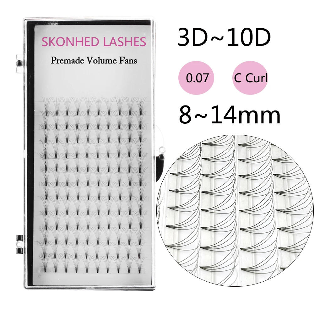 

12 Lines 3D~10D Russian Premade Volume Cluster Fans Eyelashes Extension C Curl 0.07 Thickness Heat Bonded Eyelashes Makeup Tools