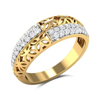 

Huitan Creative Ring Band Two--Tone Fashion Anniversary Ring For Women With Bright Stone New Year's Gift For Best Friend