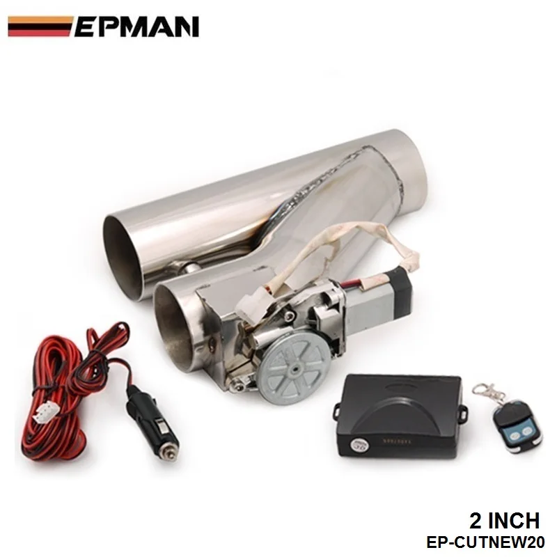 2/" Motorized Electric Exhaust Cutoff Bypass Valve Cutout+Remote Stainless Steel