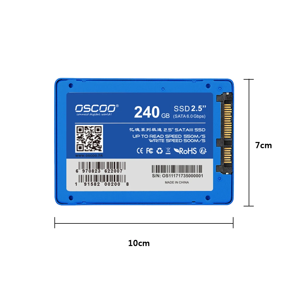 OSCOO SATA III 6 ГБ/сек. 2," /7 мм 240G 480G 120G Внутренний твердотельный накопитель SATA3 SSD для настольных ПК и ноутбуков