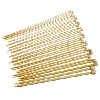 

18 Sizes 36cm Bamboo Knitting Needles Single Pointed Sizes 2.0-10.0mm