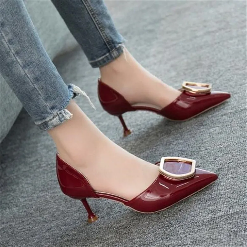 

High heels womens summer new sexy fashion wild stiletto hollow pointed wine glass with women's shoes