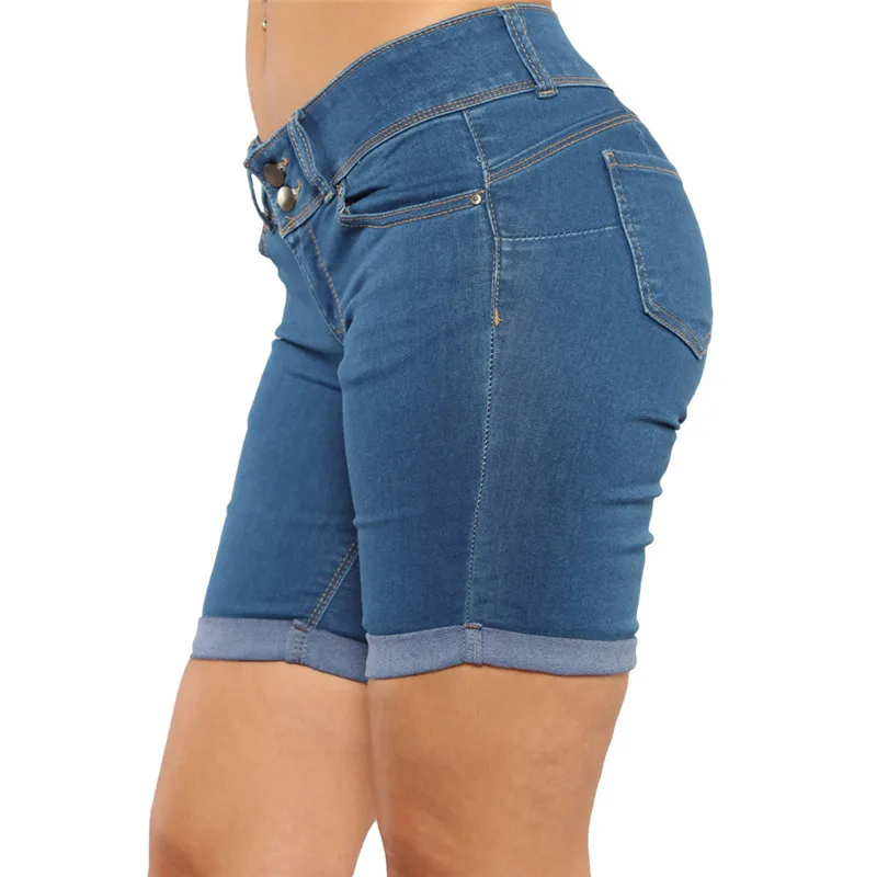 Женские винтажные джинсовые шорты со средней талией Элегантные повседневные