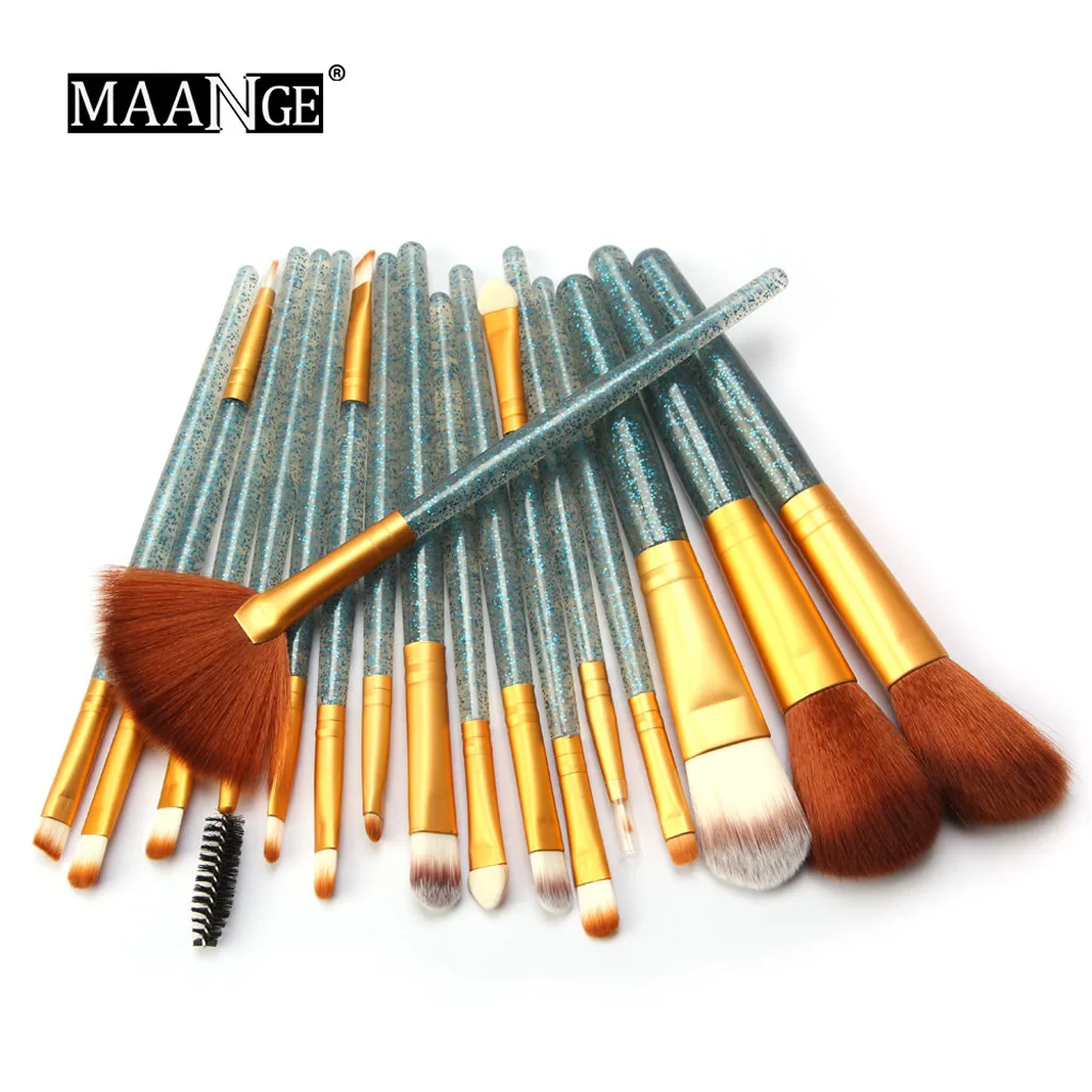 MAANGE 18Pcs Shiny Makeup Brush Set tools Make-up Toiletry Kit Glitter Brushes Set Easy to apply Makeup Brush Set Tools