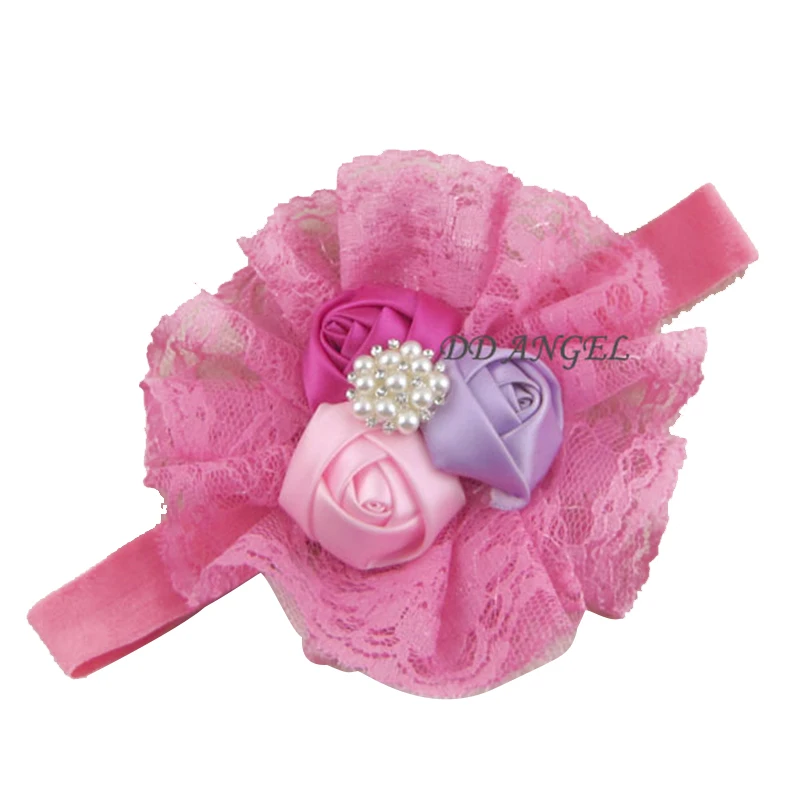 head accessories Europe lovely lace flower rose baby hair bandhair