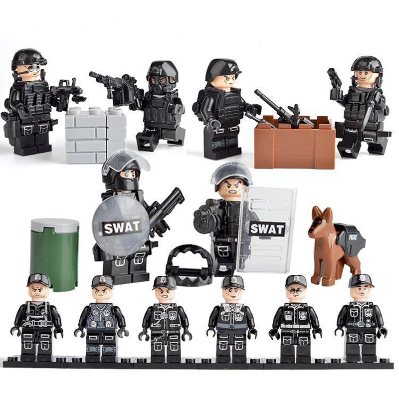 

6PCS DIY Special Forces Figure Military SWAT Police City Building Block City Police Compatible LegoINGlYS Toy For children Gift