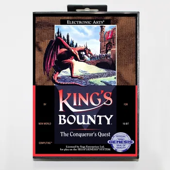 

16 bit Sega MD game Cartridge with Retail box - King's Bounty The Conqueror's Quest game cart for Megadrive for Genesis system