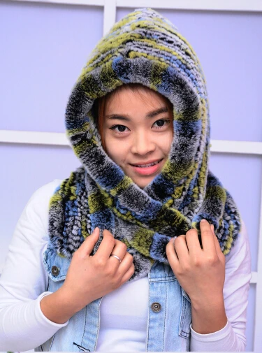 

Thick winter fur hat Rabbit hair weave scarves fur hat warm winter hat female
