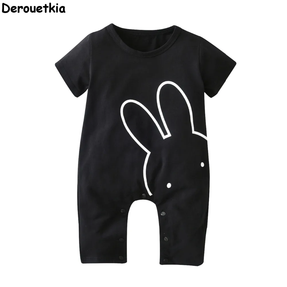 

Fashion Baby Boys Romper Girls Jumpsuit Kids Clothing Newborn Cartoon Black Baby Body Suit Short Sleeve Baby Clothes