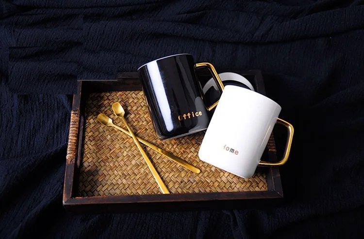 400 мл скандинавские простые дизайнерские керамические кофейные кружки золотая ручка для домашнего офиса современный стиль с ложкой