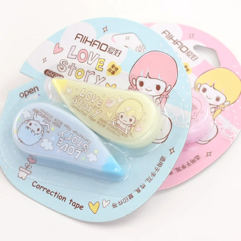 2 Pcs/pack Lovely Student Cute Kawaii Girl Plastic Correction Tape