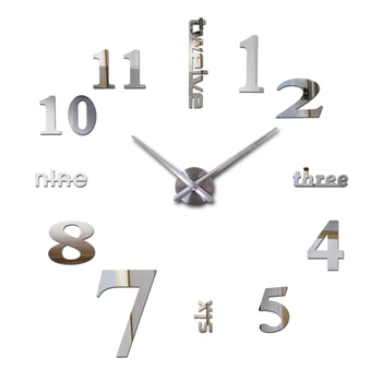 

3d clocks horloge watch sale new diy acrylic mirror wall sticker wall clock Home Decoration Quartz Modern Living Room