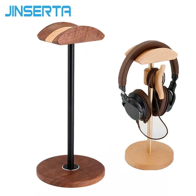 US $7.14 JINSERTA Universal Headphone Headset Holder Fashion Design Wooden+Aluminum Alloy Earphone Headsets 