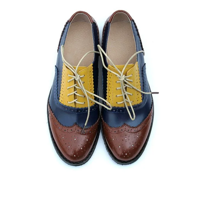Винтажные Туфли-оксфорды из натуральной кожи в британском стиле; женская повседневная обувь на плоской подошве со шнуровкой в стиле ретро; женские туфли разных цветов; большие размеры - Цвет: 20