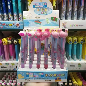 

36pcs/1lot Kawaii Ballpen 3 color Cartoon Unicorn Flamingo Ballpoint Pens Pen School Stationery Writing Supplies Office Supplies