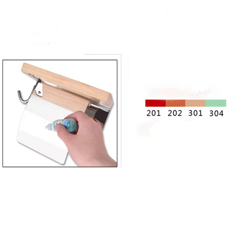 304 Stainless Steel Bathroom Tissue Box Toilet Creative Paper Roll Paper Holder Solid Wood Waterproof Toilet Paper Box