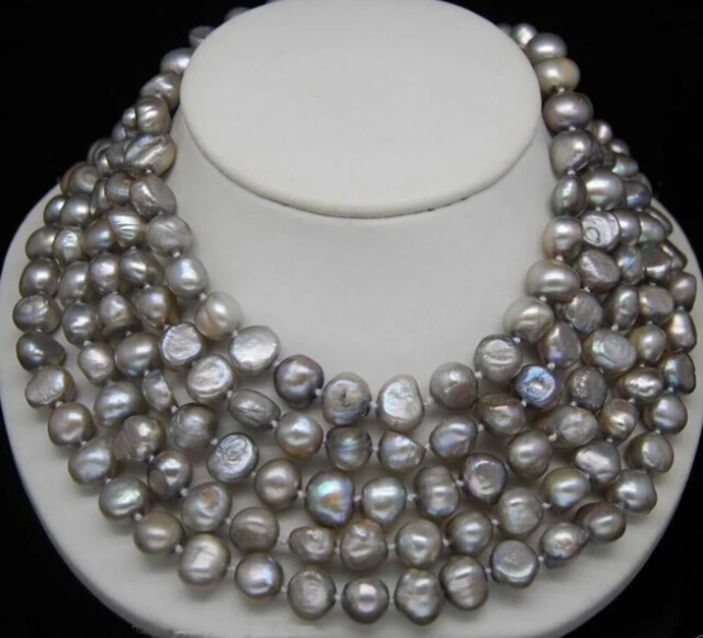 

Hot sale new Style >>>>>Excellence 9-10mm Gray baroque pearl Necklace 72