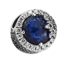 Подходит для Pandora шармы браслеты Ослепительная Снежинка бусины с синим и чистым CZ стерлингового серебра 925-ювелирные изделия