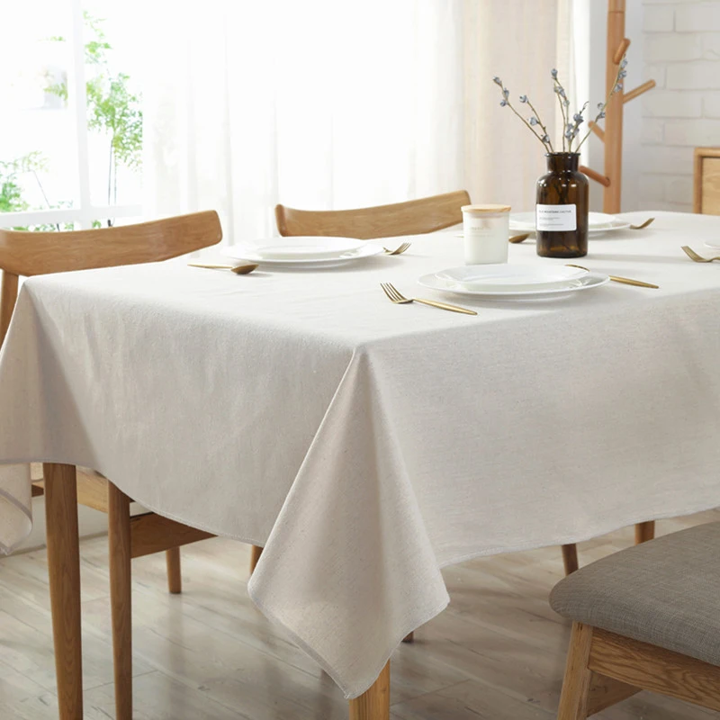 

Solid Tablecloth Elegant Rectangle Tablecloth Cotton Linen Table Cloth for Home Dinner Tea Table Cover Hemp Ecru Tablecloths