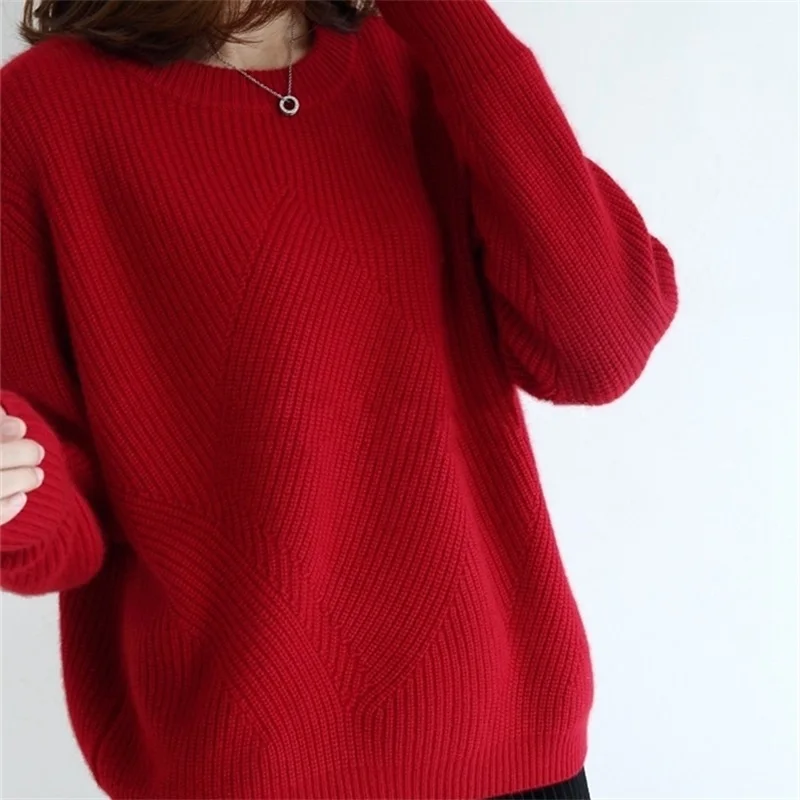 Gejas Ainyu autumn winter women sweaters fashion 2021 Cashmere sweater knitted Round neck pullover tops plus size | Женская одежда