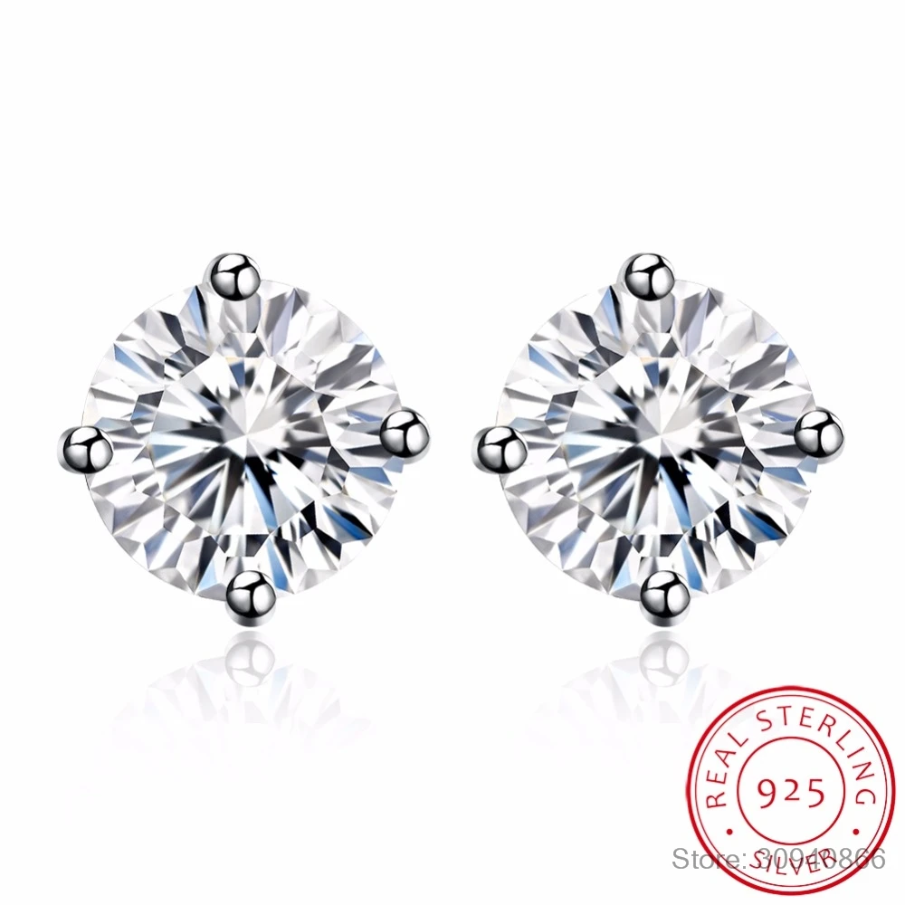 Серьги-гвоздики LEKANI Princess Cut, 2 карата, для мужчин и женщин, хорошее ювелирное изделие, 6 мм, циркония, 925 пробы, серебряные серьги