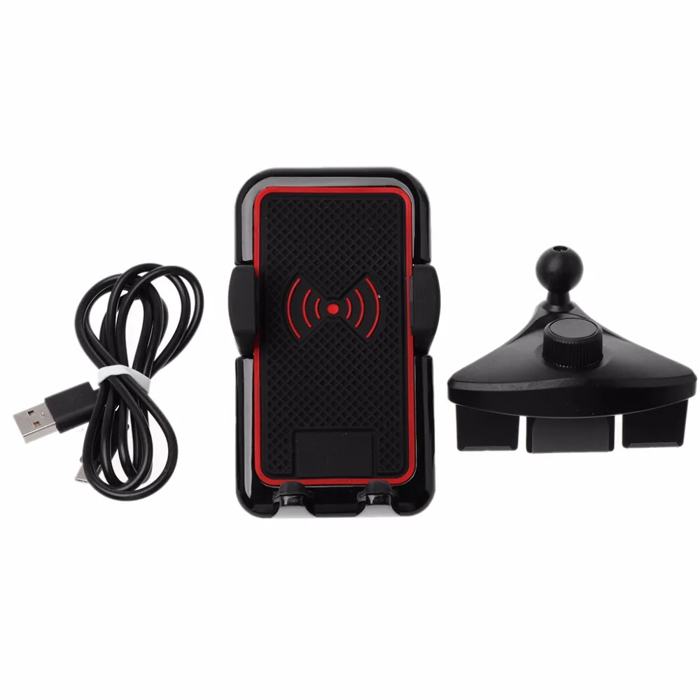

Free Shipping Qi Wireless Car CD Mount Slot Phone Holder for iPhone X/8 Plus Samsung S9 S8 S7