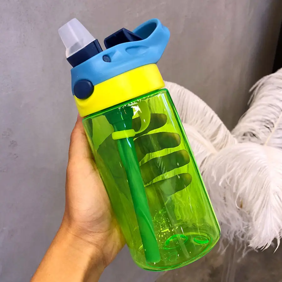 

Cheap 4 Color 500ml Kids Water Bottle With Straw Plastic Water Bottles For Kids Bottles BPA Free Sports Bottle School Drinkware