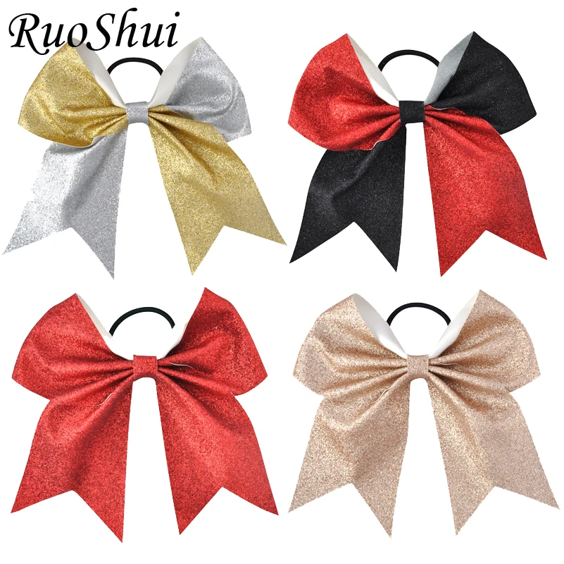 infant kids girls Elastic ponytail Hair bows 4/"×6/" Red Cheer Bow