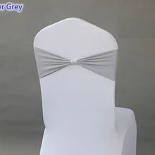 Серебристо-серая цветная Подвязка из спандекса для стула ленты для свадебных стульев с блестящей пряжкой на ремне в середине лайкры стрейч свадебный стул створки