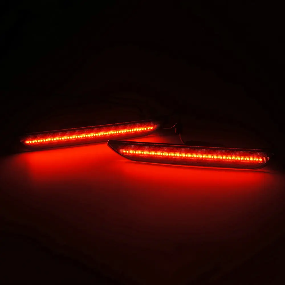 (YM R) For Mustang Car Rear Side Marker Lamps SMD LED Lights For Ford Mustang 2015-2018 Red 12V Black Lens (7)