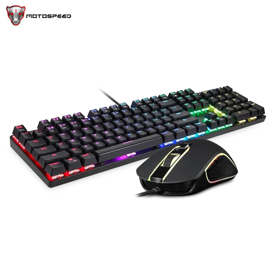 Motospeed CK888 Механическая игровая клавиатура с RGB подсветкой Проводная и мышь