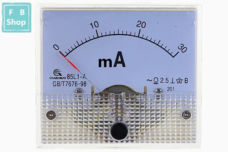 1 шт. 85L1-mA 30mA AC Белый пластиковый корпус Аналоговая Панель Амперметр 85L1 амперметр