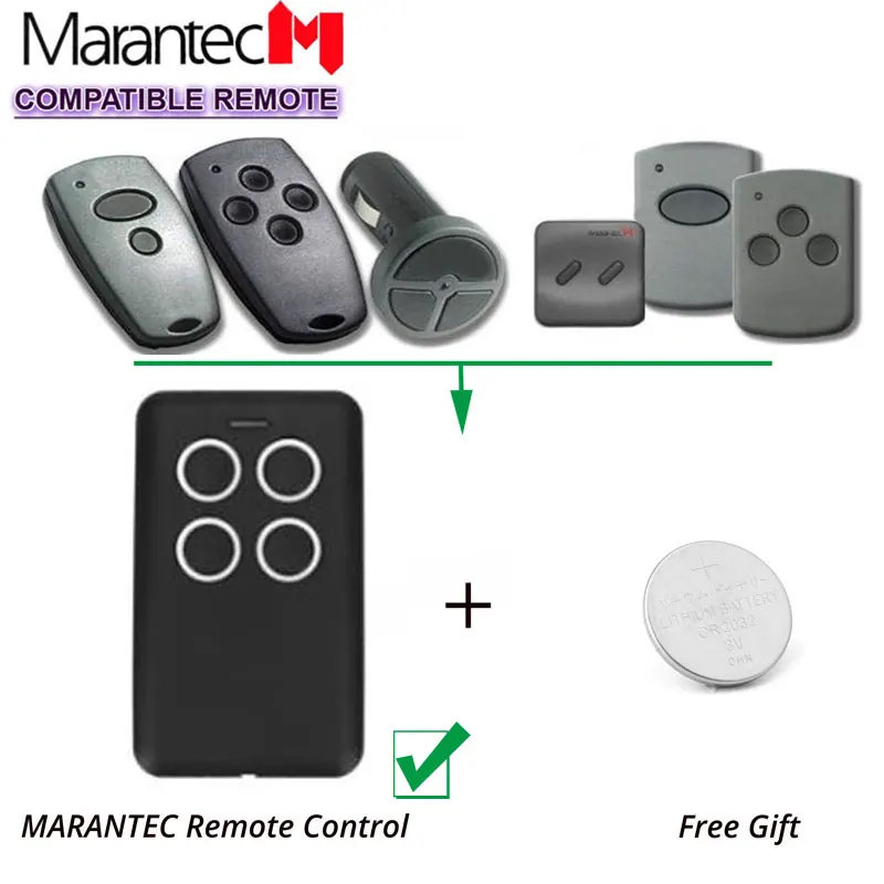 

2ocs Marantec Garage Transmitter Fixed Code Remote Control D302 D304 433MHz 868MHz Clone, Copy