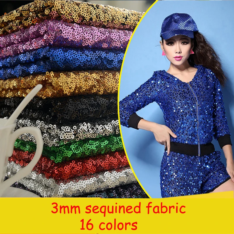 

Fashion!16 Colors 3m/lot 3mm Sequined Fabric Clothing Fabric Tablecloth Table Flag Costume Fabric Wedding Stage Decoration Cloth