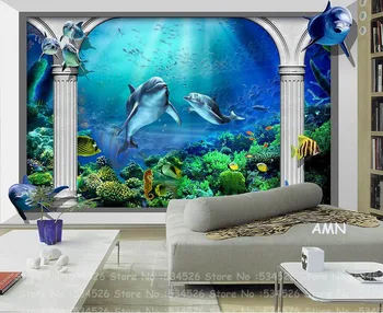 

3D Sea world Whale the wall paper child papel de parede tapete infantil wall paper mural wallpaper background homedecoration