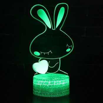 

Multicolor RGB Bulb Decorative Gift 3D Desk Lamp LED Night Light Acrylic Rabbit Optical Illusion 3D LED Lamp Night Light