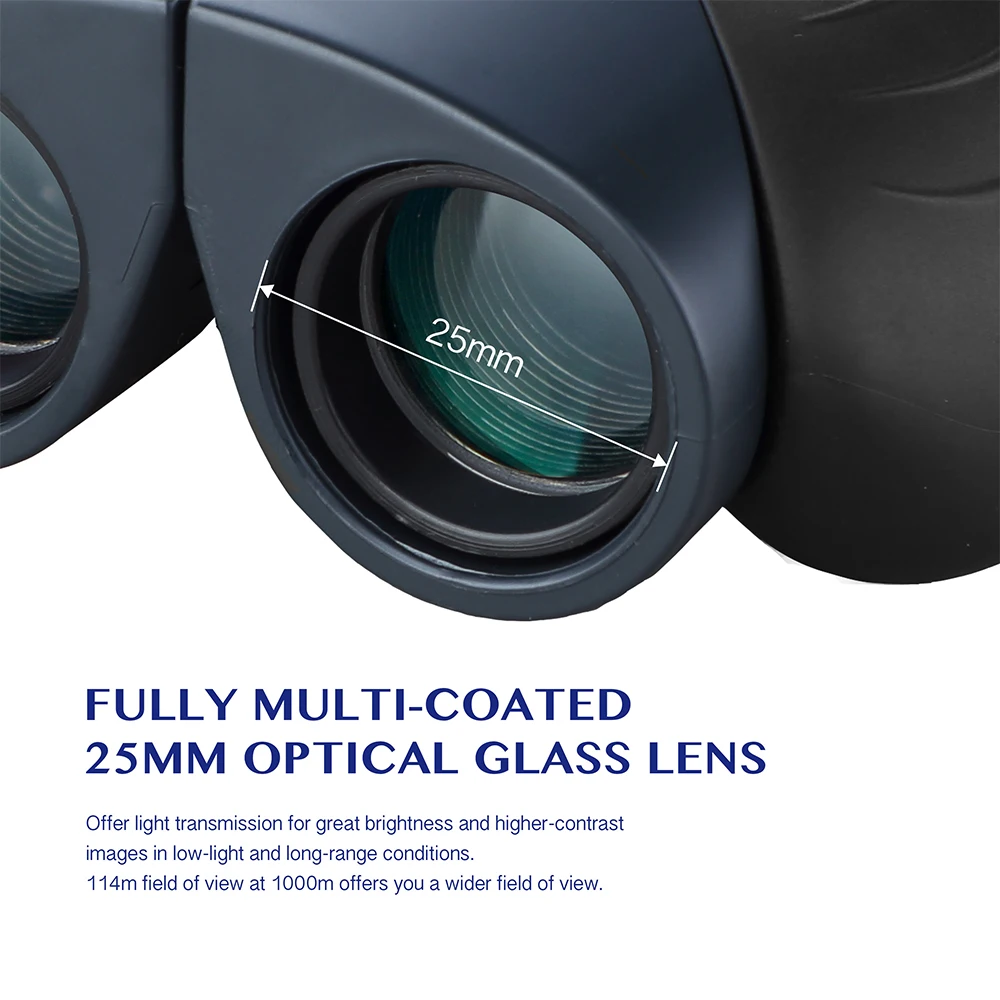 AOMEKIE 10X25 مناظير المدمجة HD واسعة مجال الرؤية FMC عدسة زجاجية بصرية تلسكوب ل في الهواء الطلق الصيد التخييم جيب حجم