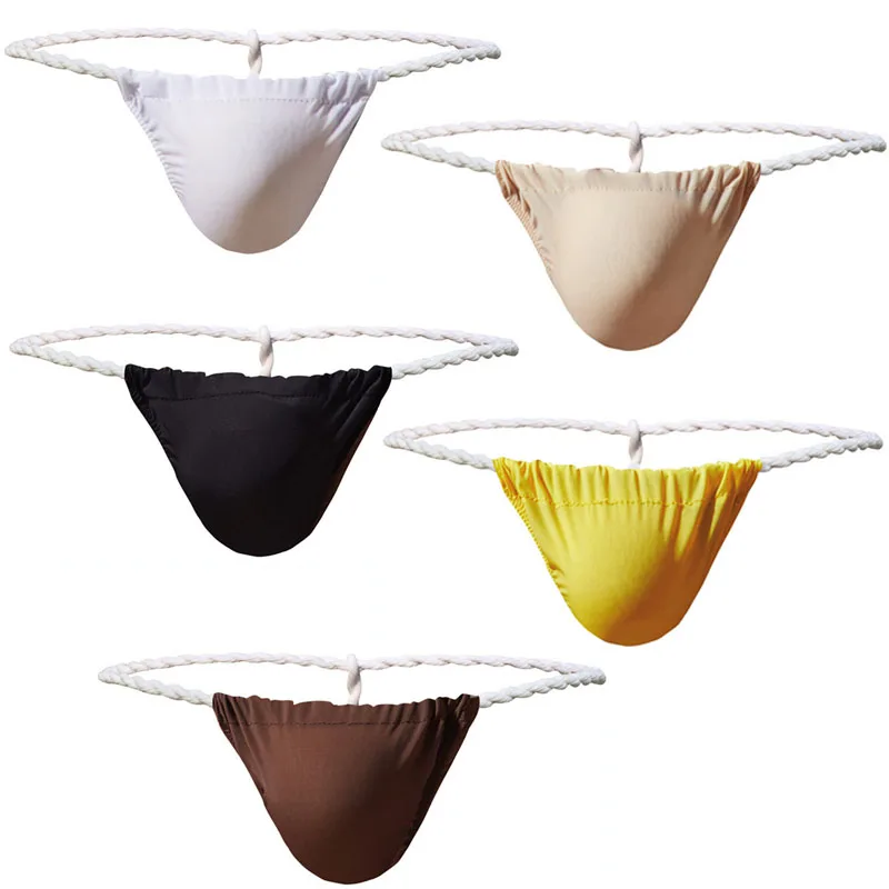 5PCS Sexy Men Briefs Thong Japan Sumo Underwear Rope Underwear Bulge Pouch Shorts Underpants Low Waist G-String Jockstrap Thongs
