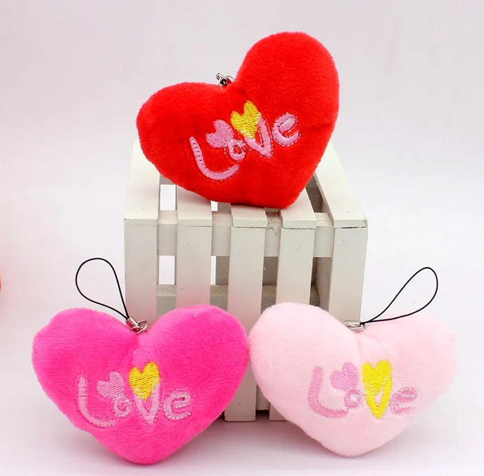 Super Cute Candy Love Hearts Stuffed Plush Toy , Little 6cm Mini LOVE Plush TOY keychain Pendant