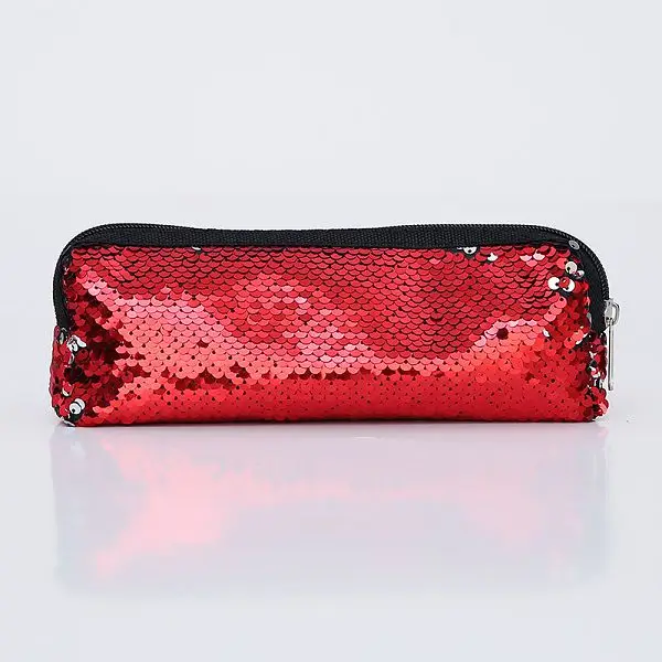 Пенал-карандаш из материала Escolar Sequin Etui Pennen для девочек, пенал Kalem Kutusu Lapiceras Estuche Escolares Kawaii Hairball - Color: Red silver