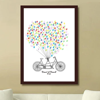 

Free Personalized Custom Name Date Wedding Fingerprint Guest Book Tandem Bike Thumbprint Guest Book Gift Wedding Party Decor