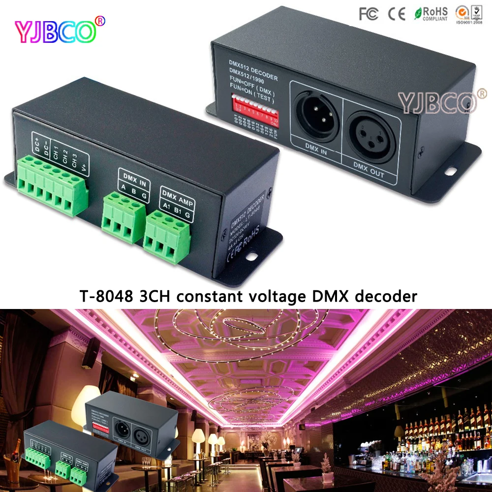 

LTECH led comtroller LT-8048 DMX-PWM constant voltage decoder DC12-48V input;4A*3CH output for led lamp strip