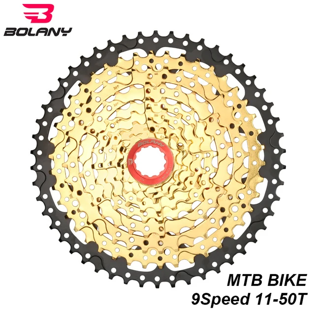 $US $72.89 BOLANY Cassette 9 Speed 11-50T Freewheel Black Gold Steel MTB Mountain Bike Flywheel Sprocket For Shimano Bike Parts