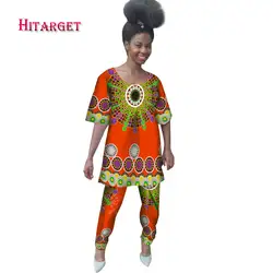 Мода 2017 г. африканские одежды африканская Дашики принт топ и брюки набор для женщина 2 шт в африканском стиле традиционные Костюмы WY638