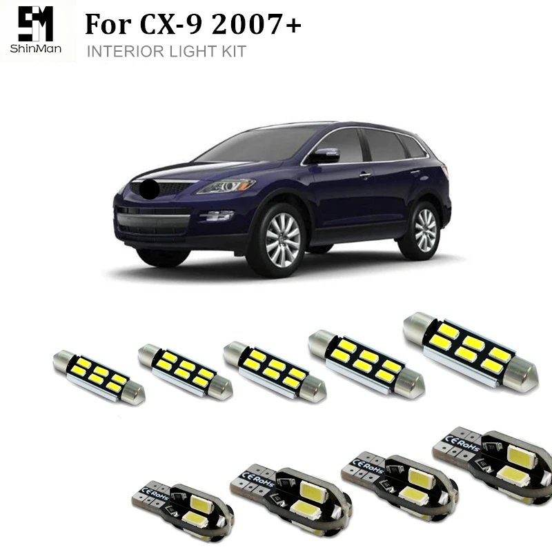 

9X canbus LED Interior Light Kit for mazda CX9 CX-9 2007+ Error Free led dome lightcar accessories free shipping