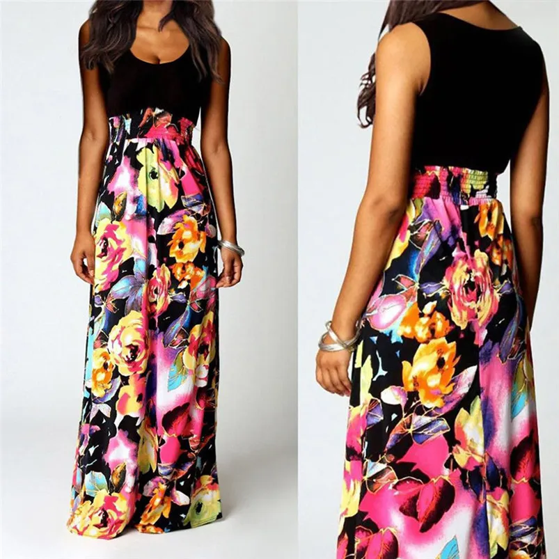 Fashion summer dress 2018 beach dress Women Boho Maxi Summer Beach Long Cocktail Party Floral Dress vintage dress vestido J08#N (7)
